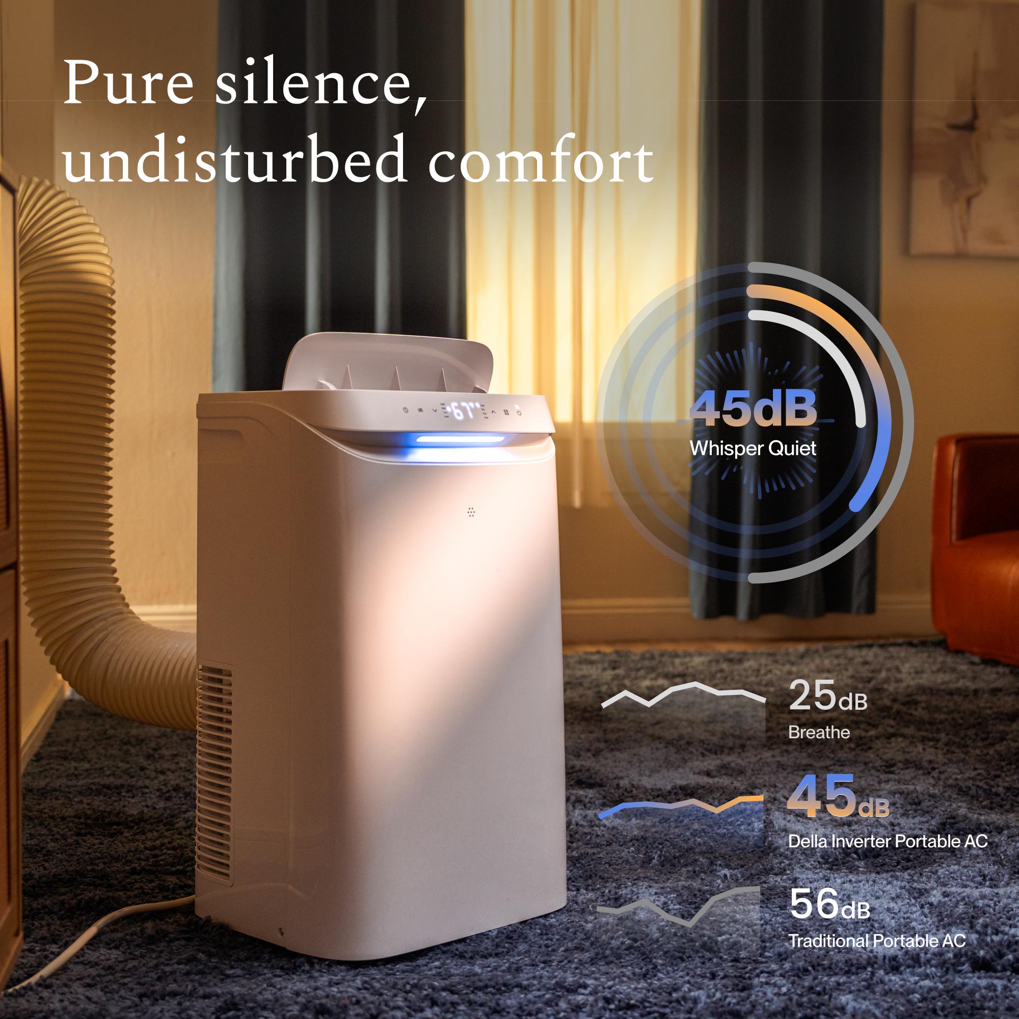 DELLA 12,000 BTU Smart Portable Air Conditioner for Rooms Up to 350 Sq. Ft.