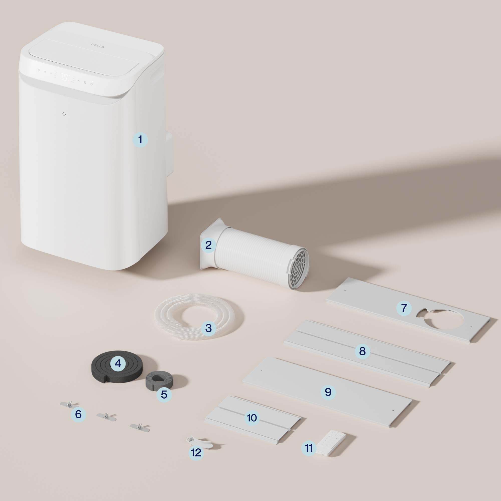 DELLA 14,000 BTU Drainage-Free Portable Air Conditioner for Rooms Up to 450 Sq. Ft.